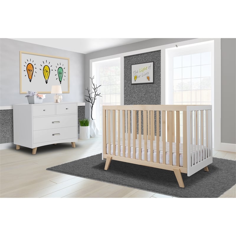 Sorelle Furniture Luce 2-in-1 Convertible Crib in Natural and White