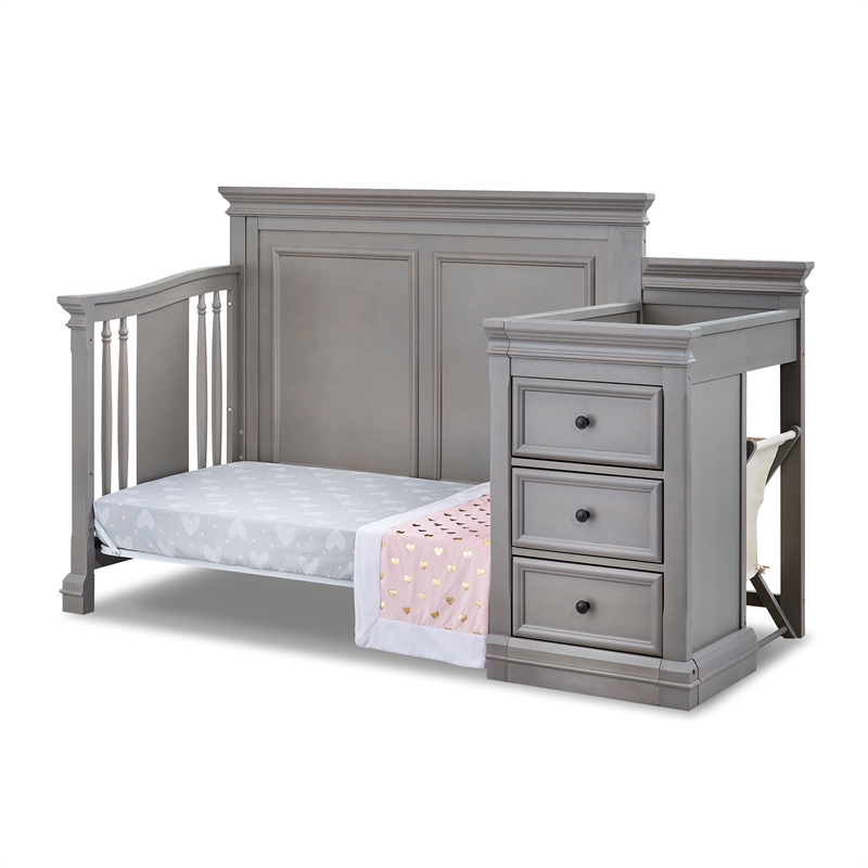 Sorelle Portofino Traditional Wood Crib & Changer in Weathered Gray