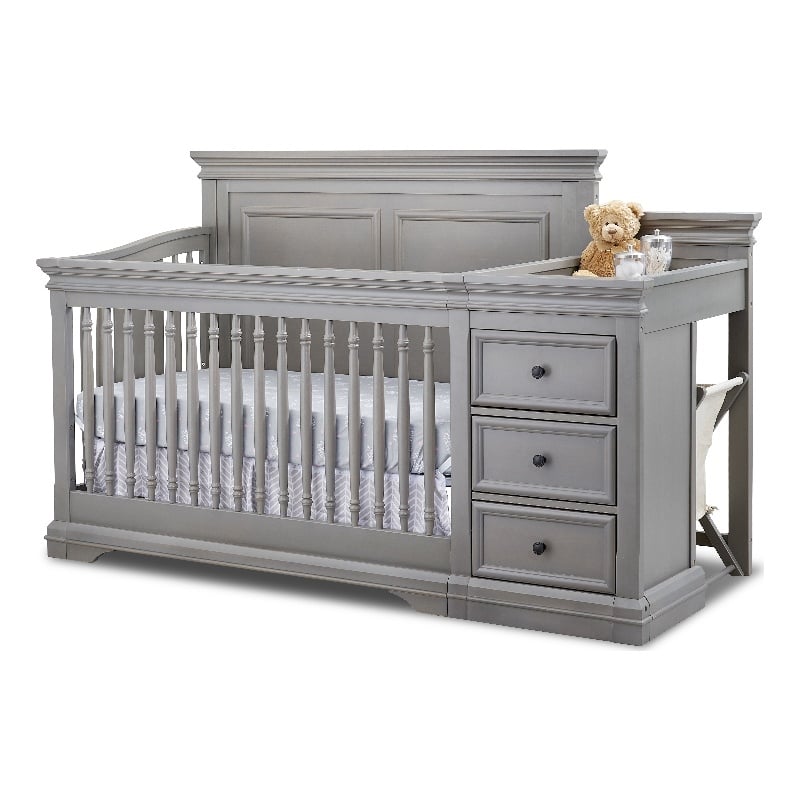 Sorelle Portofino Traditional Wood Crib & Changer in Weathered Gray