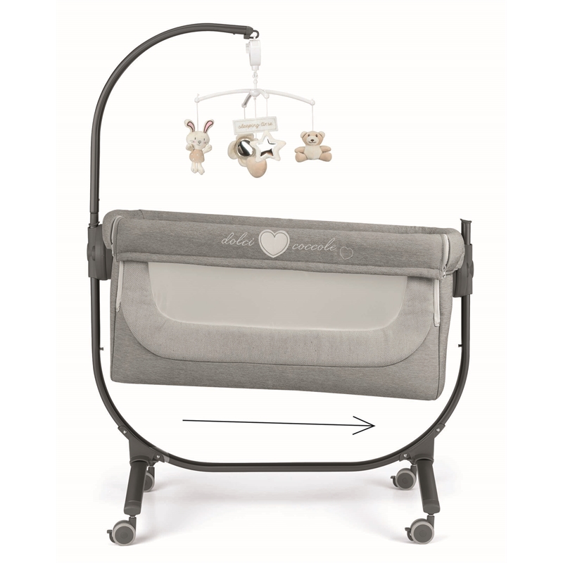 Sorelle Cullami Adjustment Height Modern Stainless Steel Bassinet in Gray