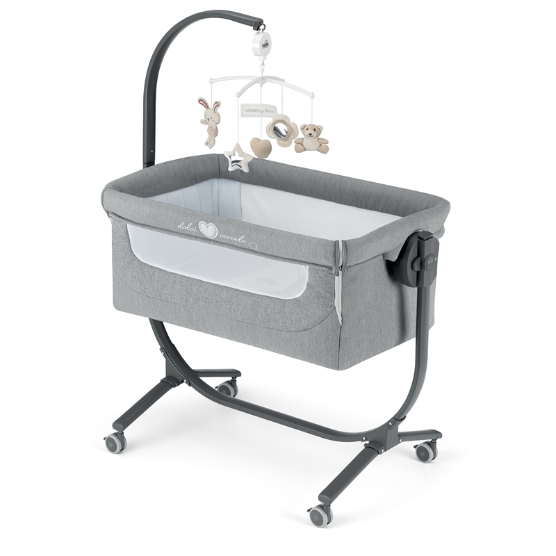 Sorelle Cullami Adjustment Height Modern Stainless Steel Bassinet in Gray