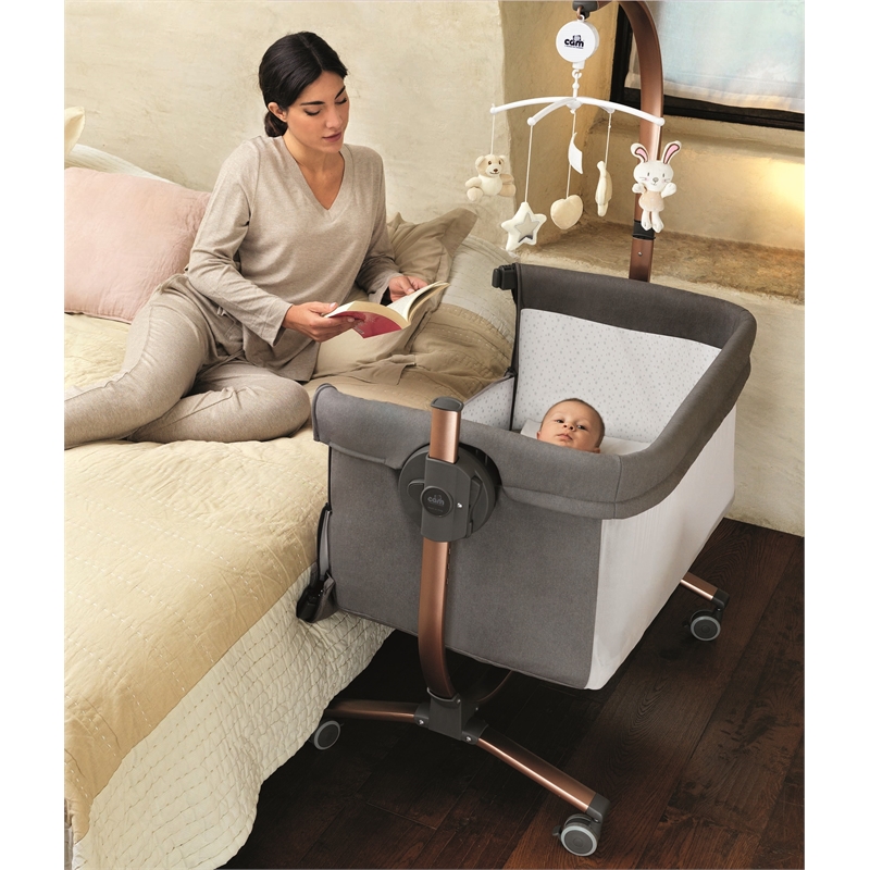 Sorelle Cullami Adjustment Height Modern Stainless Steel Bassinet in Multi-Color