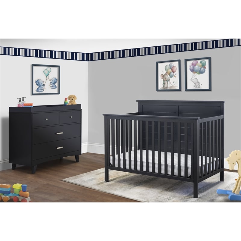 Sorelle Ashley 4-in-1 Convertible Crib in Midnight