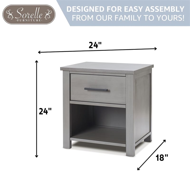 Sorelle Furniture Westley Nightstand in Grigio