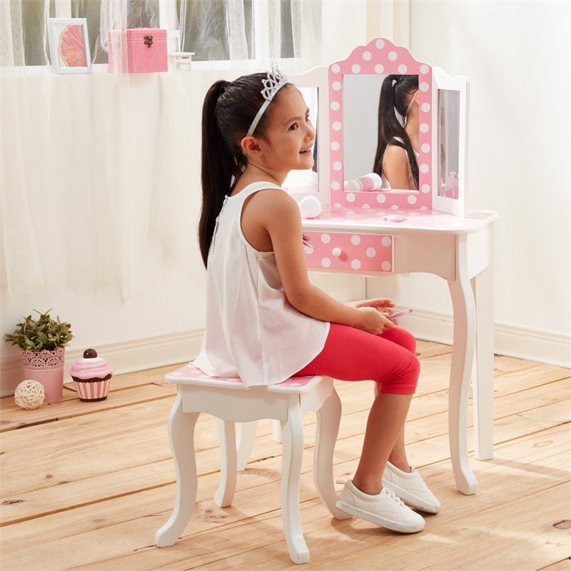 gisele vanity table and stool set with mirror