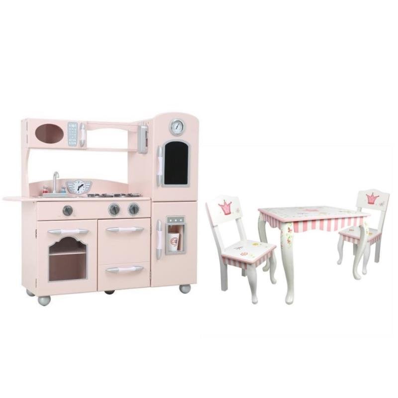 Princess Frog 4 Piece Girls Pink Play Kitchen Set With Table And