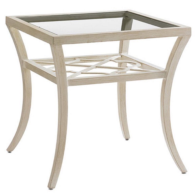 Tommy Bahama Misty Garden 25 H Square, Square Glass Patio End Table