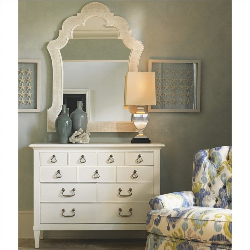 Tommy Bahama Home Ivory Key Sandys Mirror And Elbow Beach Dresser Set In White 01 0543 Ivory Key Dm Wht Set