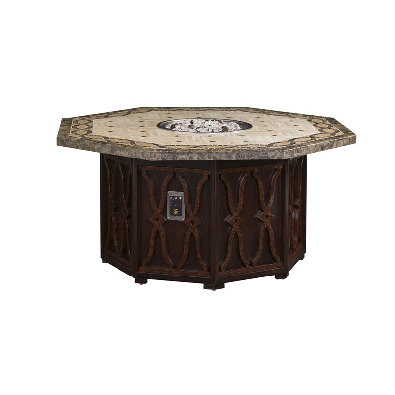 Tommy Bahama Black Sands Patio Gas Fire Pit In Light Emperador