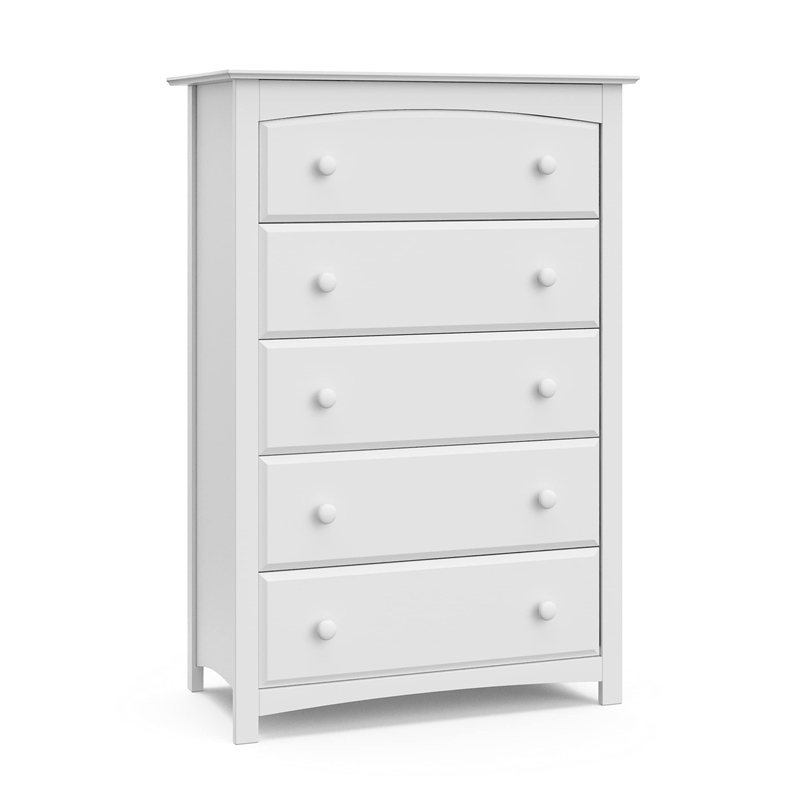 Stork Craft Kenton 5 Drawer Universal Dresser in White
