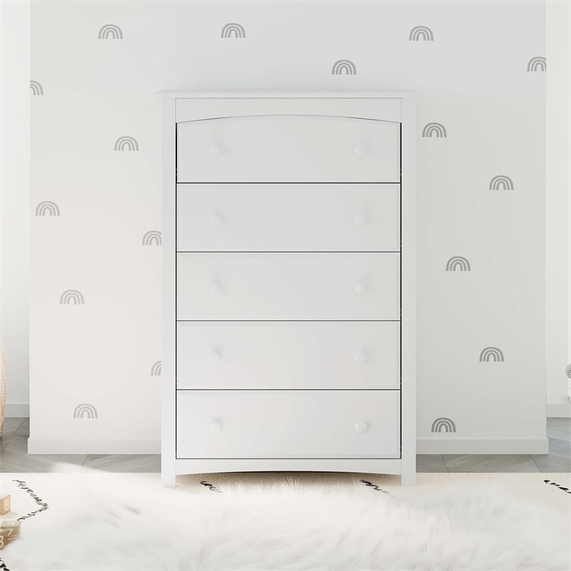 Stork Craft Kenton 5 Drawer Universal Dresser in White