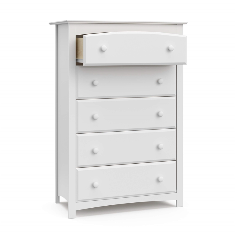 Stork Craft Kenton 5 Drawer Universal Dresser in White