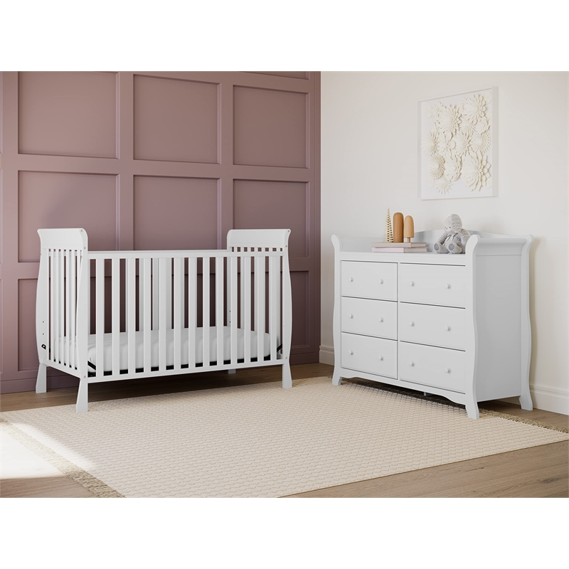 Stork Craft Avalon 5 Drawer Universal Dresser in White
