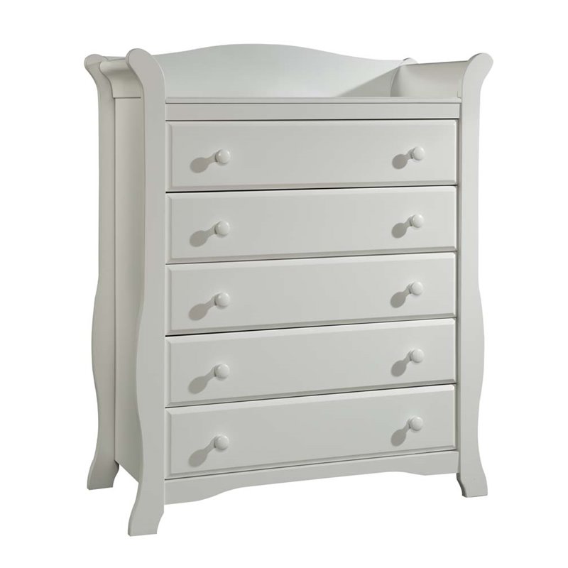Stork Craft Avalon 5 Drawer Universal Dresser In White 03555 201