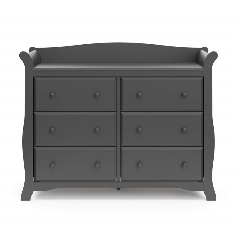 Stork Craft Avalon 5 Drawer Universal Dresser in Gray
