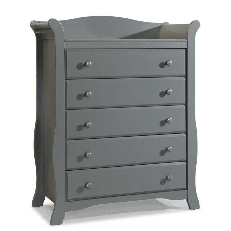 Stork Craft Avalon 5 Drawer Universal Dresser In Gray 03555 20g