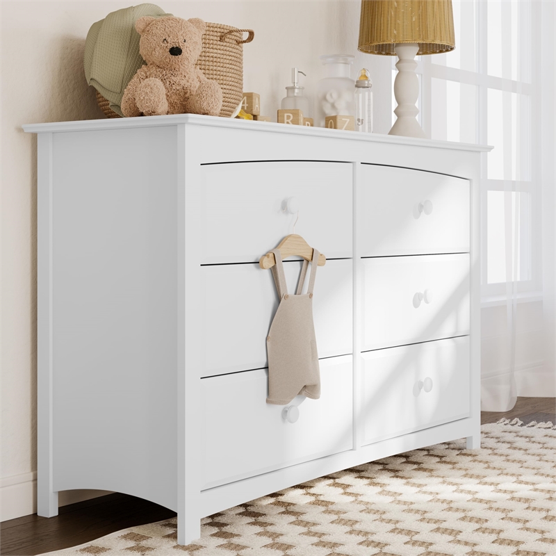 Stork Craft Kenton 6 Drawer Universal Double Dresser in White