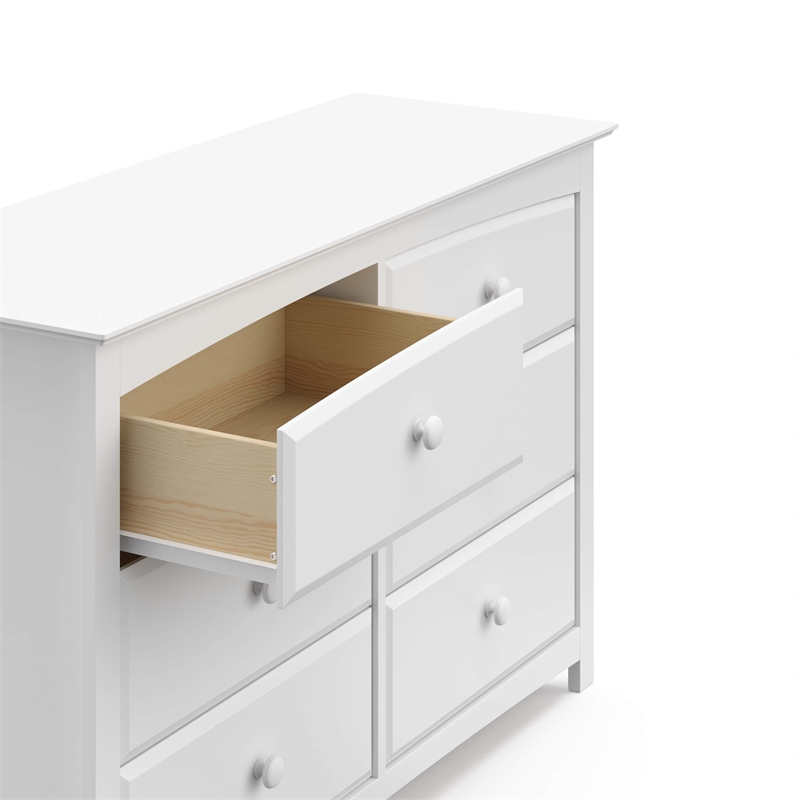 Stork Craft Kenton 6 Drawer Universal Double Dresser in White