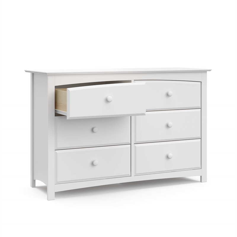 Stork Craft Kenton 6 Drawer Universal Double Dresser in White