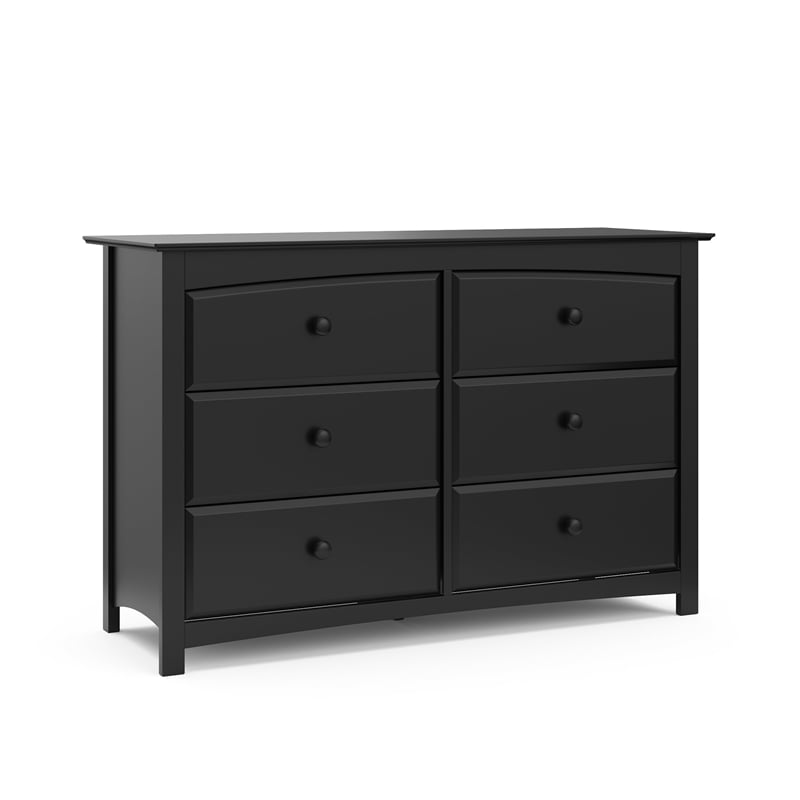 Stork Craft Kenton 6 Drawer Universal Double Dresser in Black