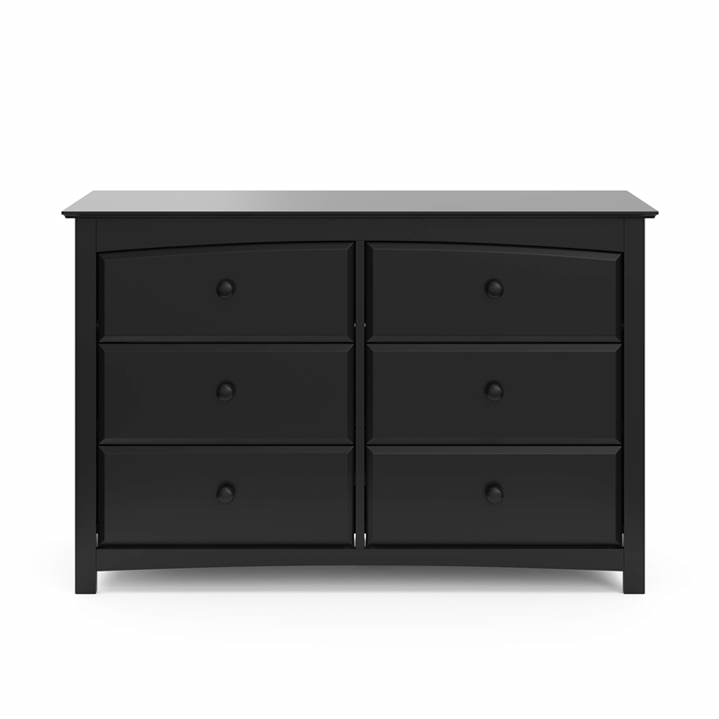 Stork Craft Kenton 6 Drawer Universal Double Dresser in Black
