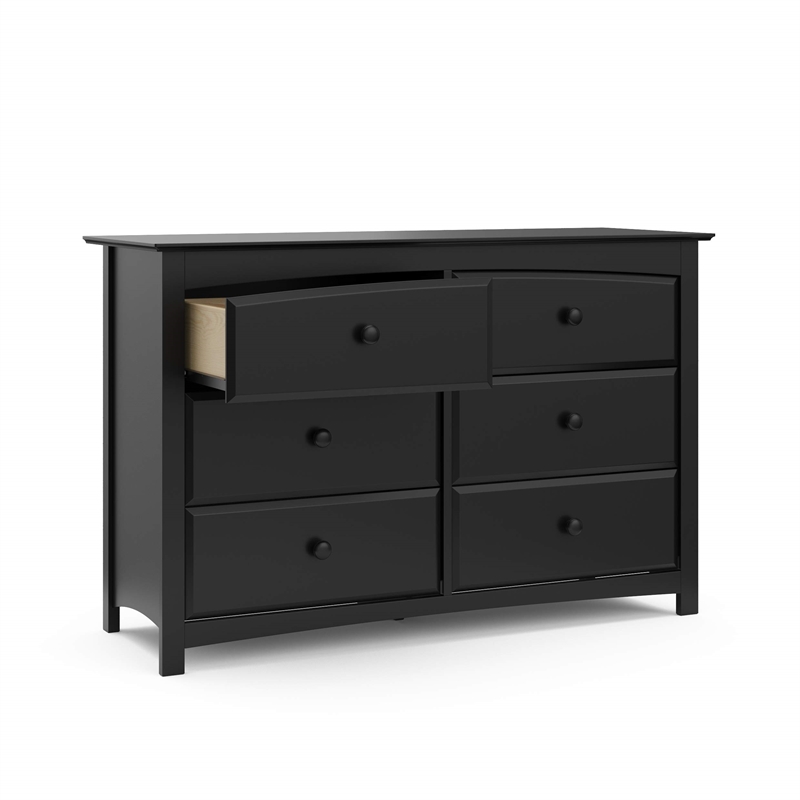 Stork Craft Kenton 6 Drawer Universal Double Dresser in Black