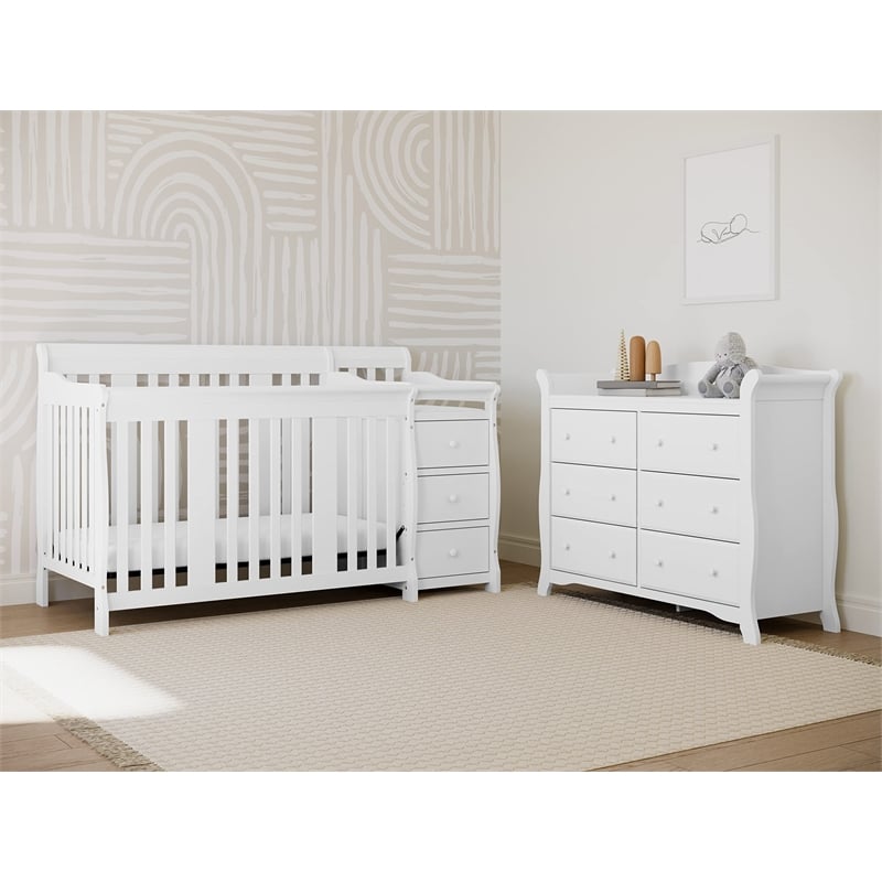 Stork Craft Avalon 6 Drawer Universal Double Dresser in White
