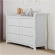 Stork Craft Avalon 6 Drawer Universal Double Dresser in White