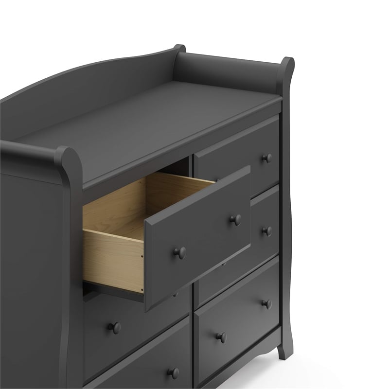 Stork Craft Avalon 6 Drawer Universal Double Dresser in Black