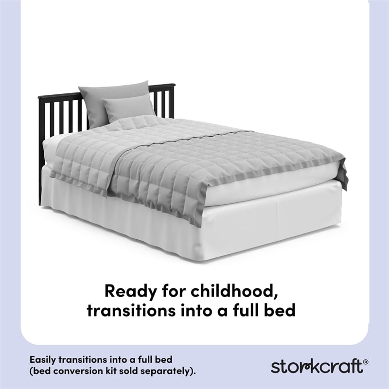 Stork Craft Hillcrest 3-in-1 Convertible Crib in Gray