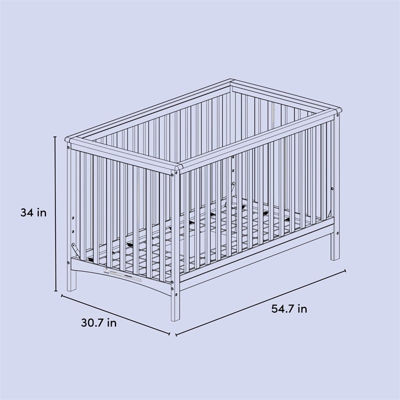 Stork Craft Hillcrest 3-in-1 Convertible Crib in Gray