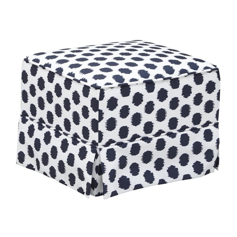 Stork Craft Polka Dot Upholstered Ottoman in White and Navy
