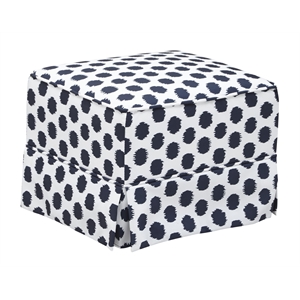 Stork Craft Polka Dot Upholstered Ottoman in White and Navy