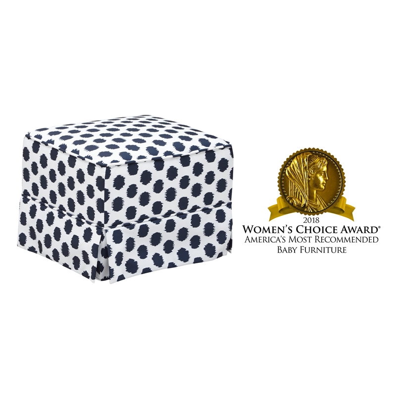 Stork Craft Polka Dot Upholstered Ottoman in White and Navy