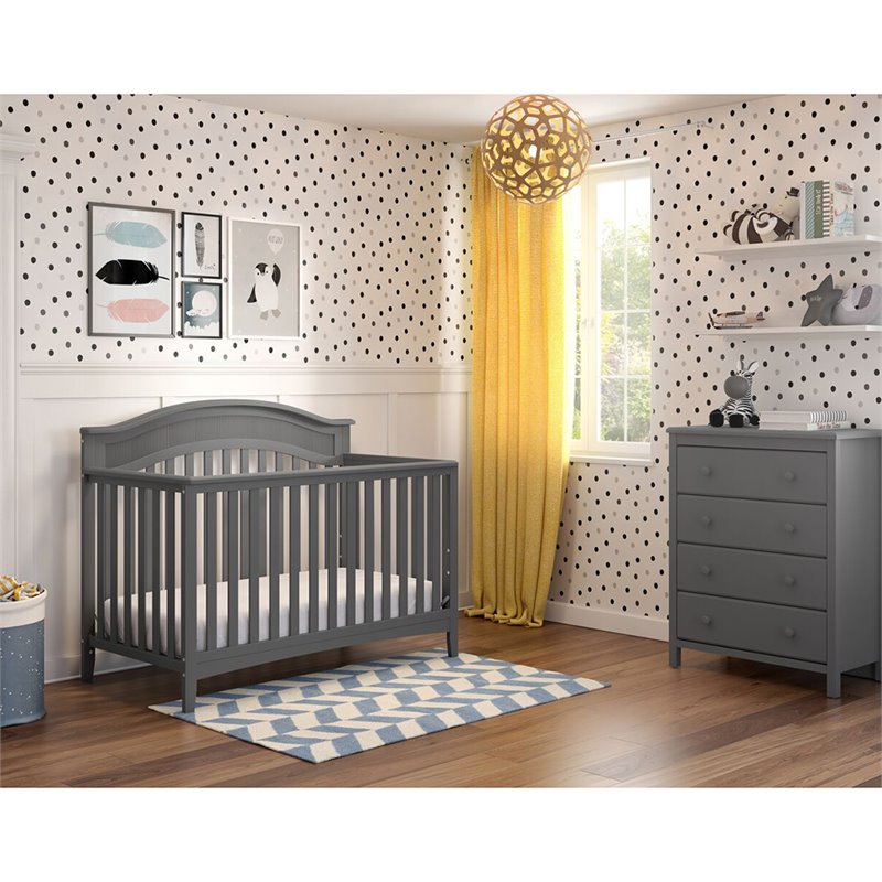 Storkcraft Valley 4 In 1 Convertible Crib In Gray 04523 50g