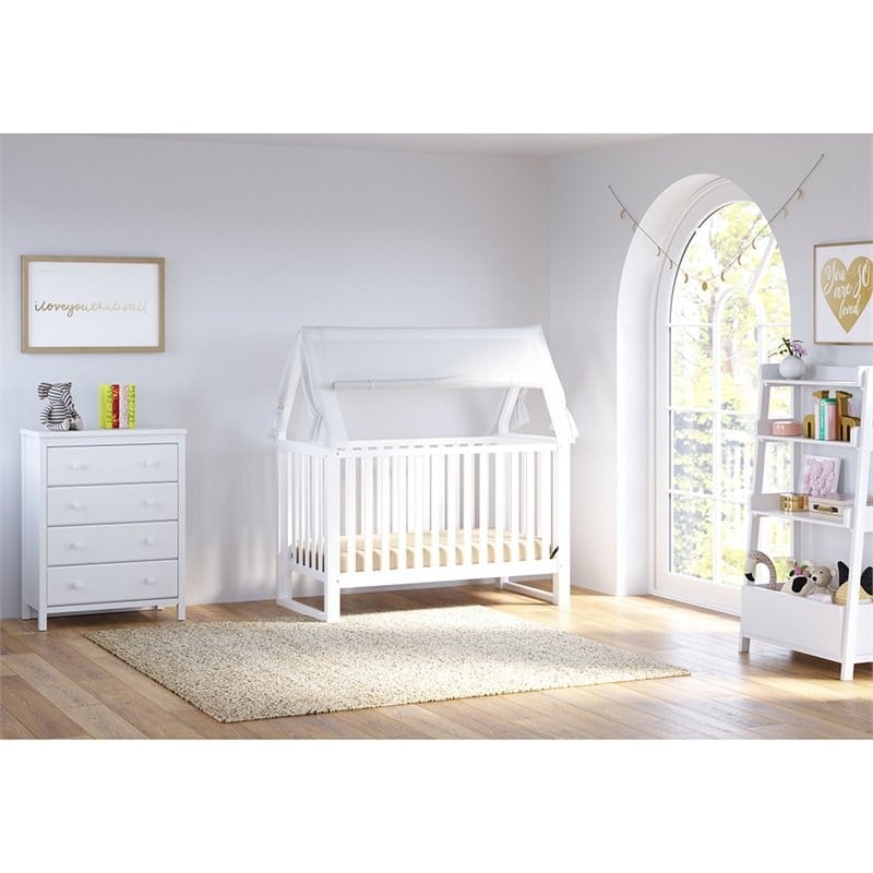 Storkcraft Orchard 5 in 1 Canopy Convertible Crib in White