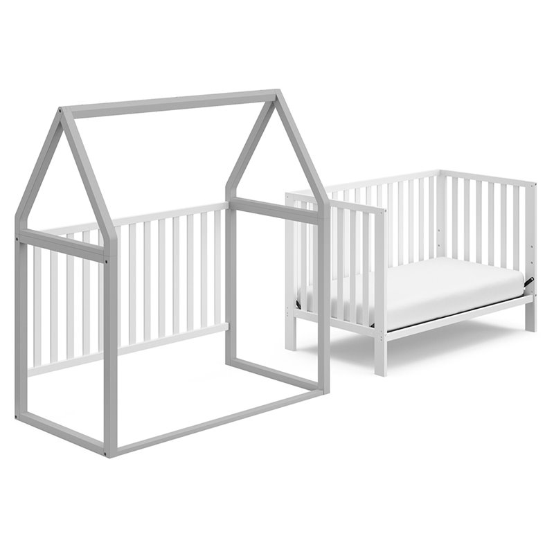 Storkcraft Orchard 5 in 1 Canopy Convertible Crib in Pebble Gray