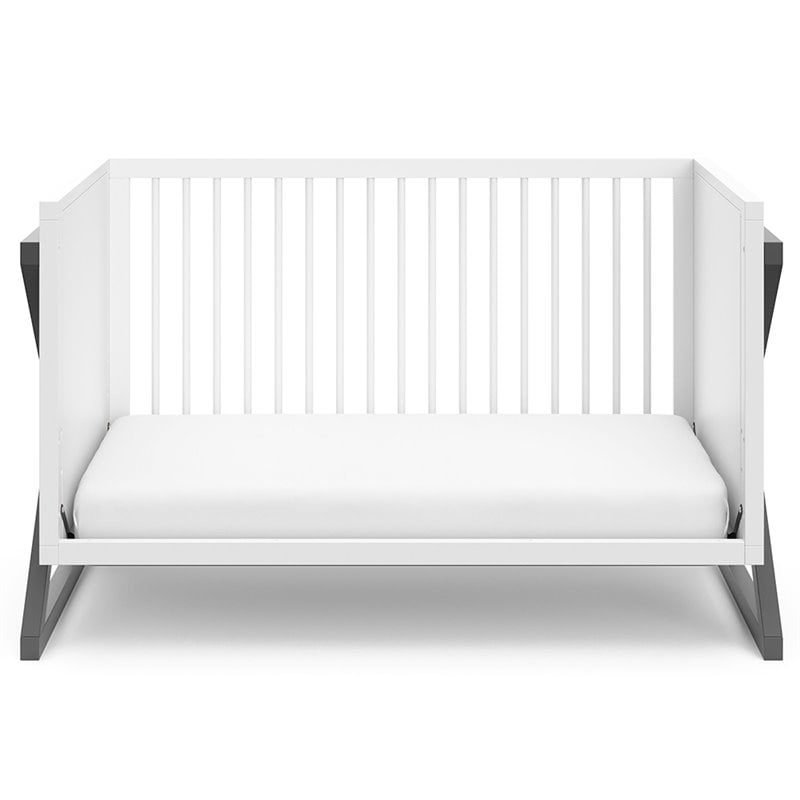 Storkcraft Equinox 3 in 1 Convertible Crib in White and Gray