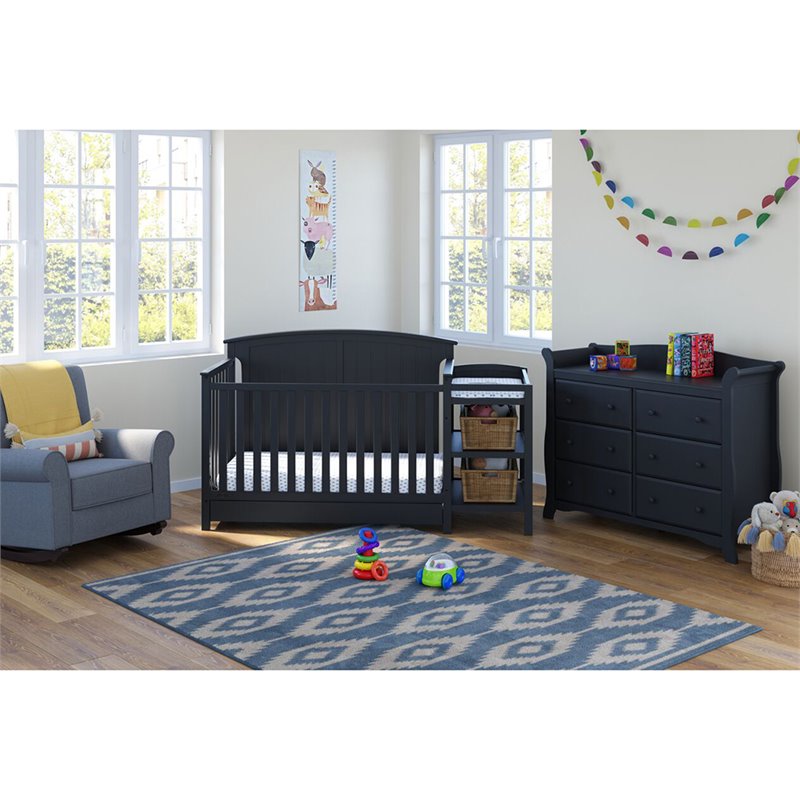 storkcraft steveston 4 in 1 crib and changer with drawer gray
