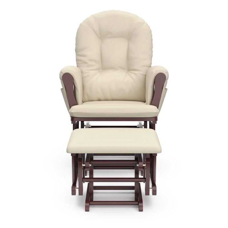 Stork Craft Hoop Glider and Ottoman in Cherry and Beige
