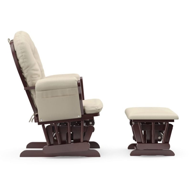 Stork Craft Hoop Glider and Ottoman in Cherry and Beige