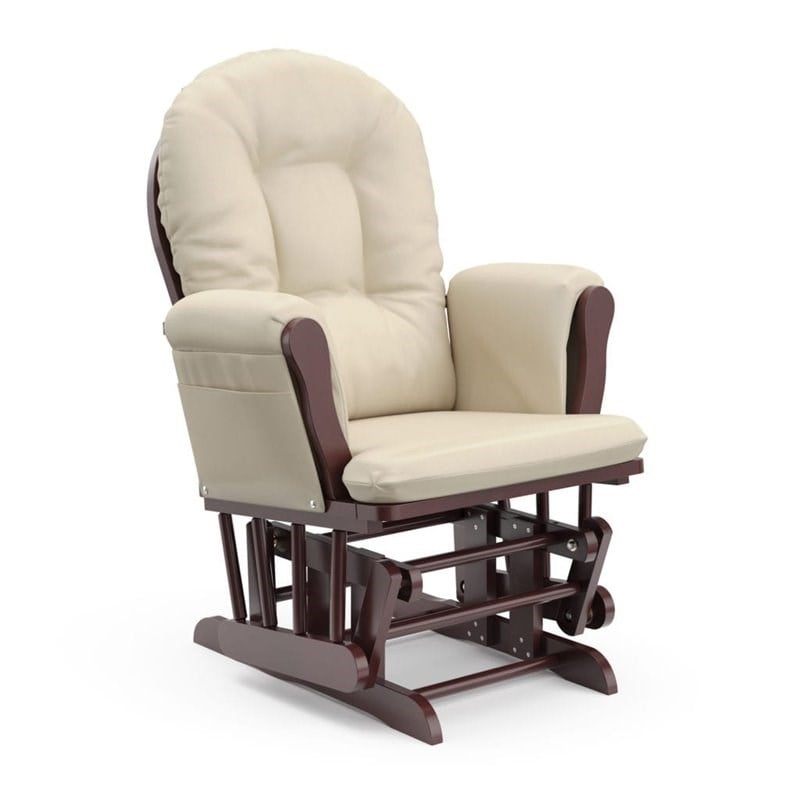 Stork Craft Hoop Glider and Ottoman in Cherry and Beige