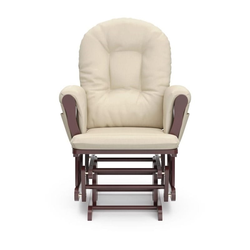 Stork Craft Hoop Glider and Ottoman in Cherry and Beige