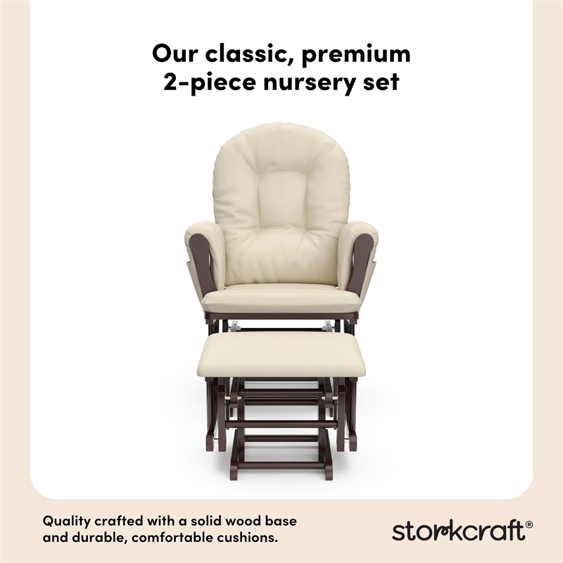Stork Craft Hoop Glider and Ottoman in Espresso and Beige