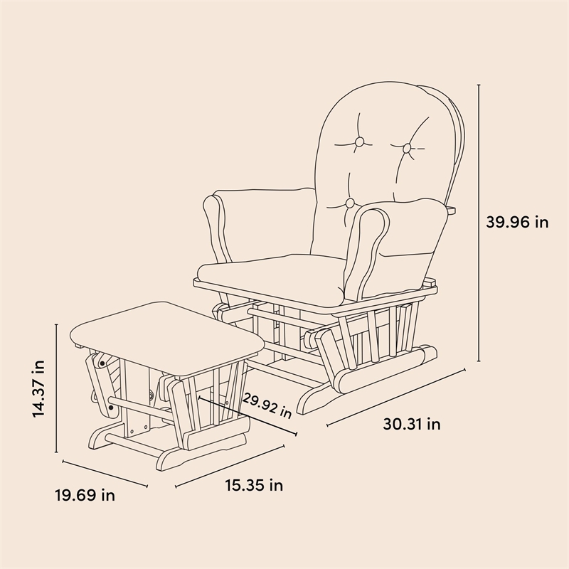 Stork Craft Hoop Glider and Ottoman in Espresso and Beige