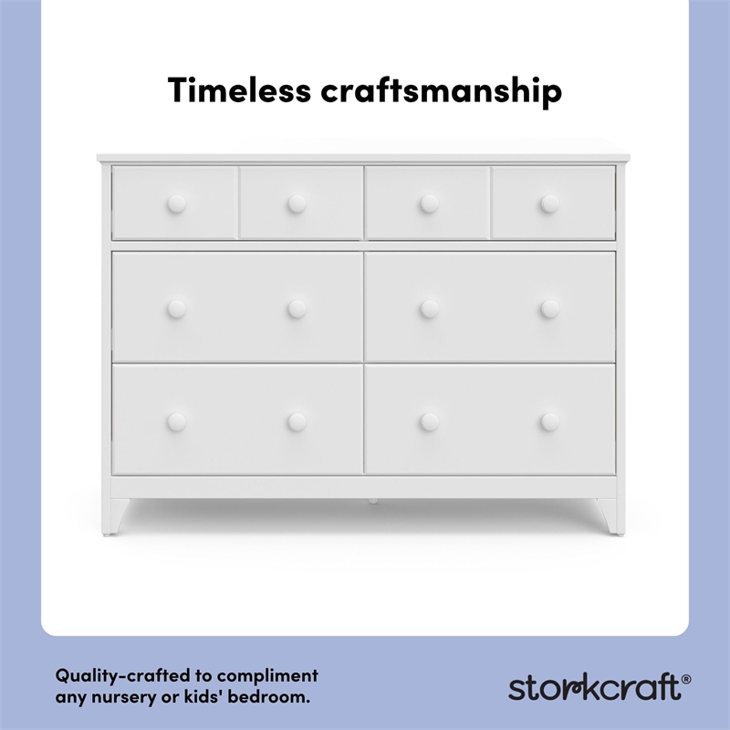 Storkcraft Moss 6 Drawer Double Dresser in White