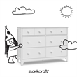 Storkcraft Moss 6 Drawer Double Dresser in White