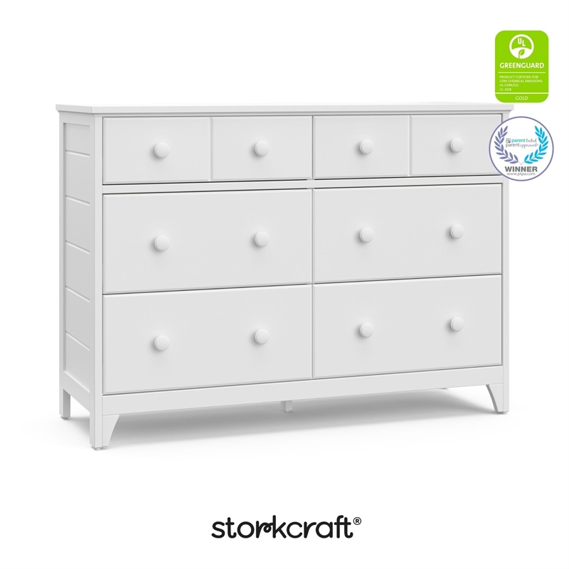 Storkcraft Moss 6 Drawer Double Dresser in White