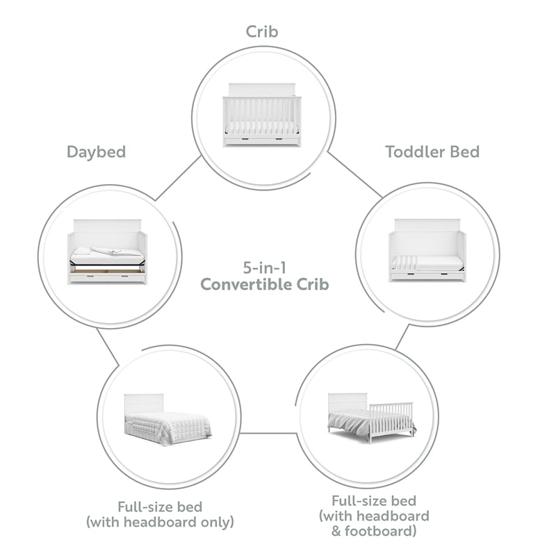 Storkcraft Homestead 4 in 1 Convertible Crib with Drawer in White