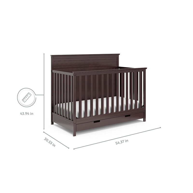 Storkcraft Homestead 4 in 1 Convertible Crib with Drawer in Espresso
